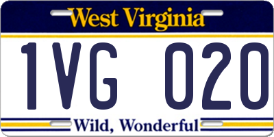 WV license plate 1VG020
