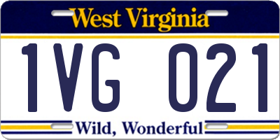 WV license plate 1VG021