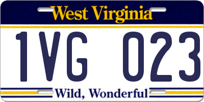 WV license plate 1VG023