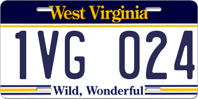 WV license plate 1VG024