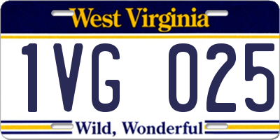 WV license plate 1VG025