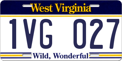WV license plate 1VG027