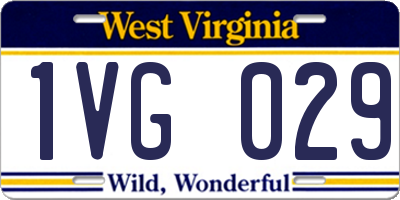 WV license plate 1VG029