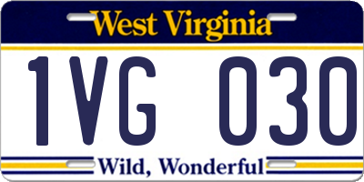 WV license plate 1VG030