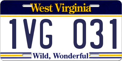 WV license plate 1VG031