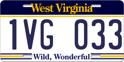 WV license plate 1VG033