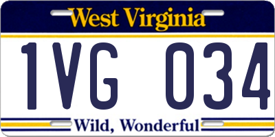 WV license plate 1VG034