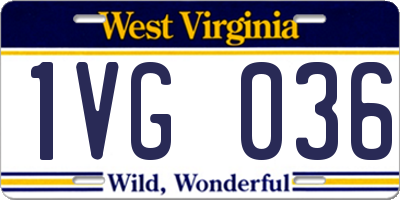 WV license plate 1VG036