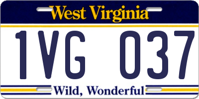 WV license plate 1VG037
