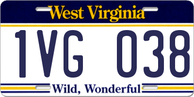 WV license plate 1VG038