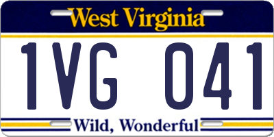 WV license plate 1VG041
