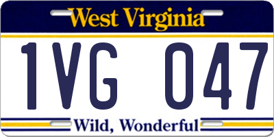 WV license plate 1VG047
