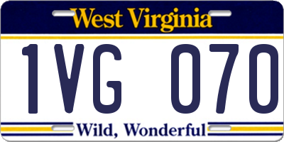 WV license plate 1VG070