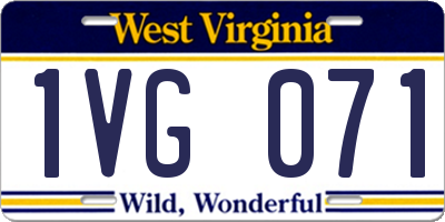 WV license plate 1VG071