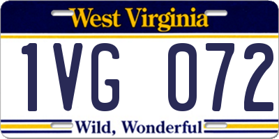 WV license plate 1VG072