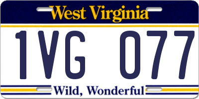 WV license plate 1VG077