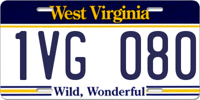 WV license plate 1VG080