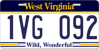 WV license plate 1VG092