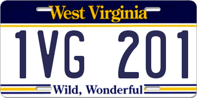 WV license plate 1VG201