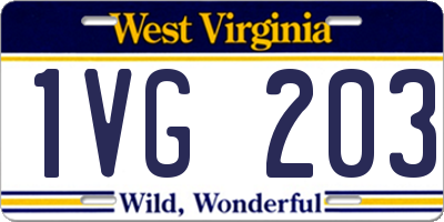 WV license plate 1VG203
