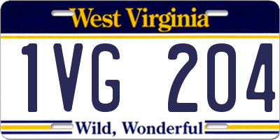 WV license plate 1VG204