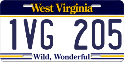 WV license plate 1VG205
