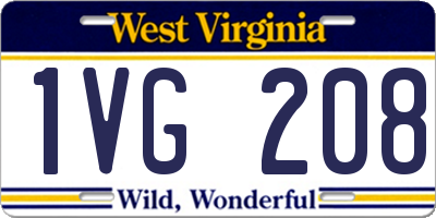 WV license plate 1VG208