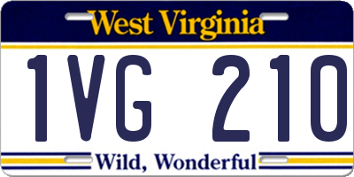 WV license plate 1VG210