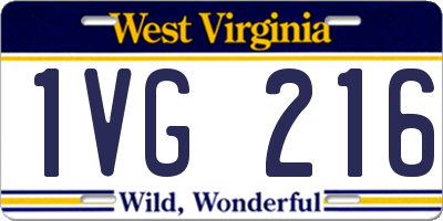 WV license plate 1VG216