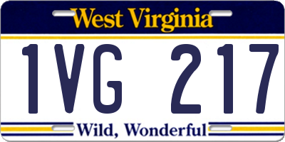WV license plate 1VG217