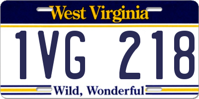WV license plate 1VG218