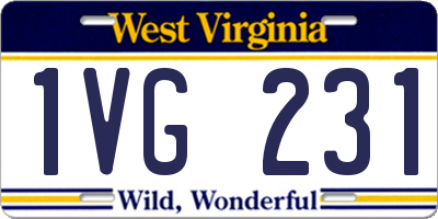 WV license plate 1VG231