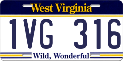 WV license plate 1VG316