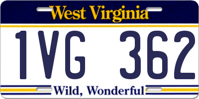 WV license plate 1VG362