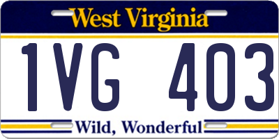 WV license plate 1VG403
