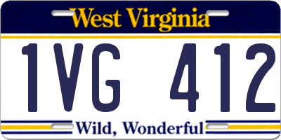 WV license plate 1VG412