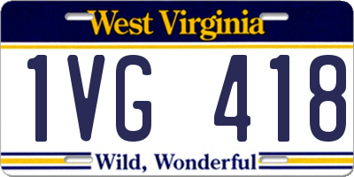 WV license plate 1VG418