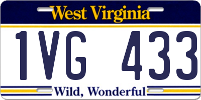 WV license plate 1VG433