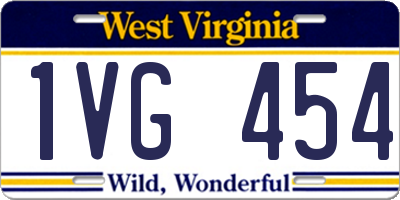 WV license plate 1VG454