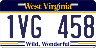 WV license plate 1VG458