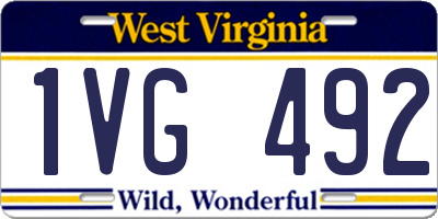 WV license plate 1VG492