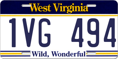 WV license plate 1VG494