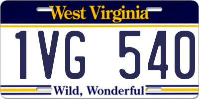 WV license plate 1VG540