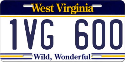 WV license plate 1VG600