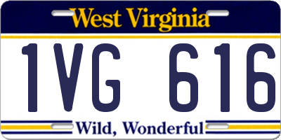 WV license plate 1VG616
