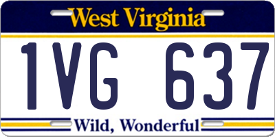 WV license plate 1VG637