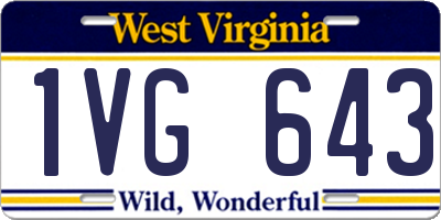 WV license plate 1VG643