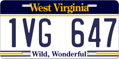 WV license plate 1VG647