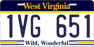 WV license plate 1VG651