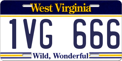 WV license plate 1VG666